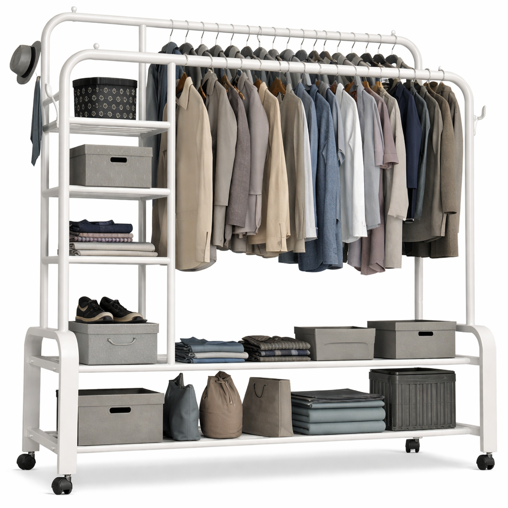 Perchero Metálico Reforzado con Ruedas – Capacidad 58 kg